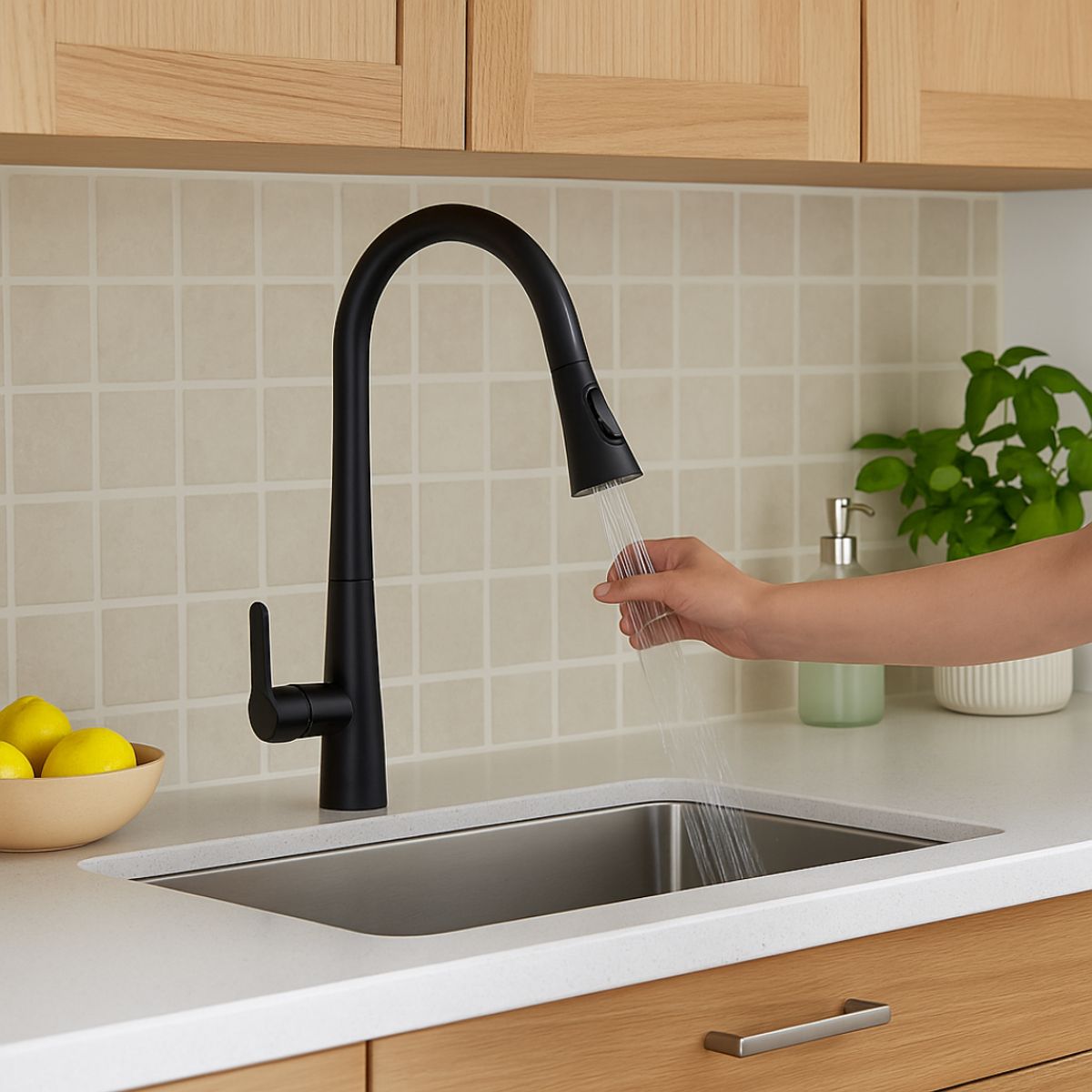 GENERICO - Mezcladora para Cocina Acero Negro