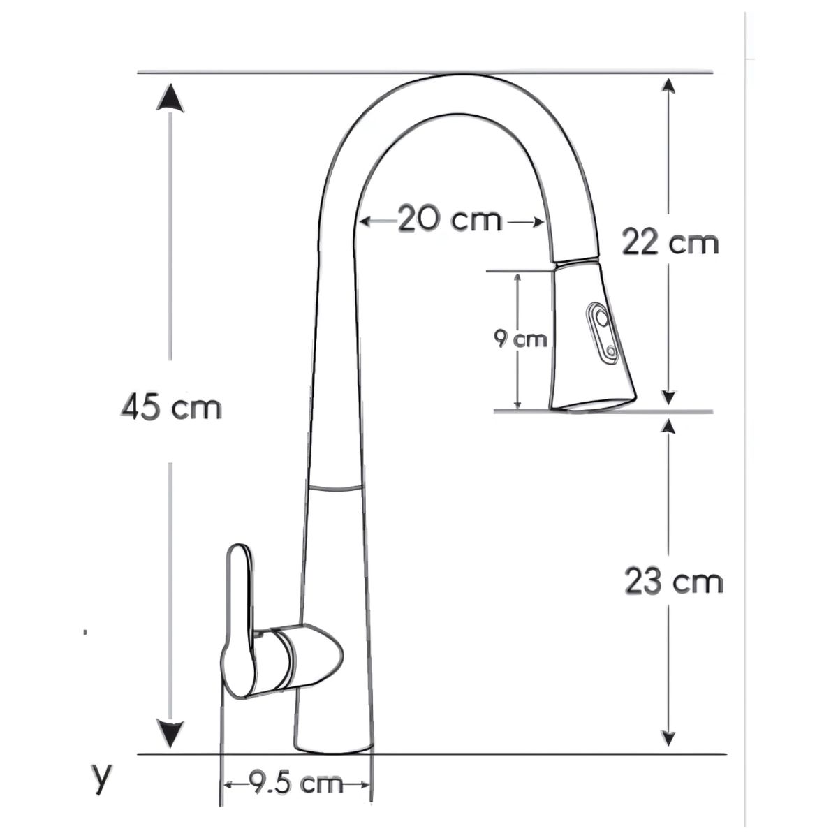 GENERICO - Mezcladora para Cocina Acero Negro