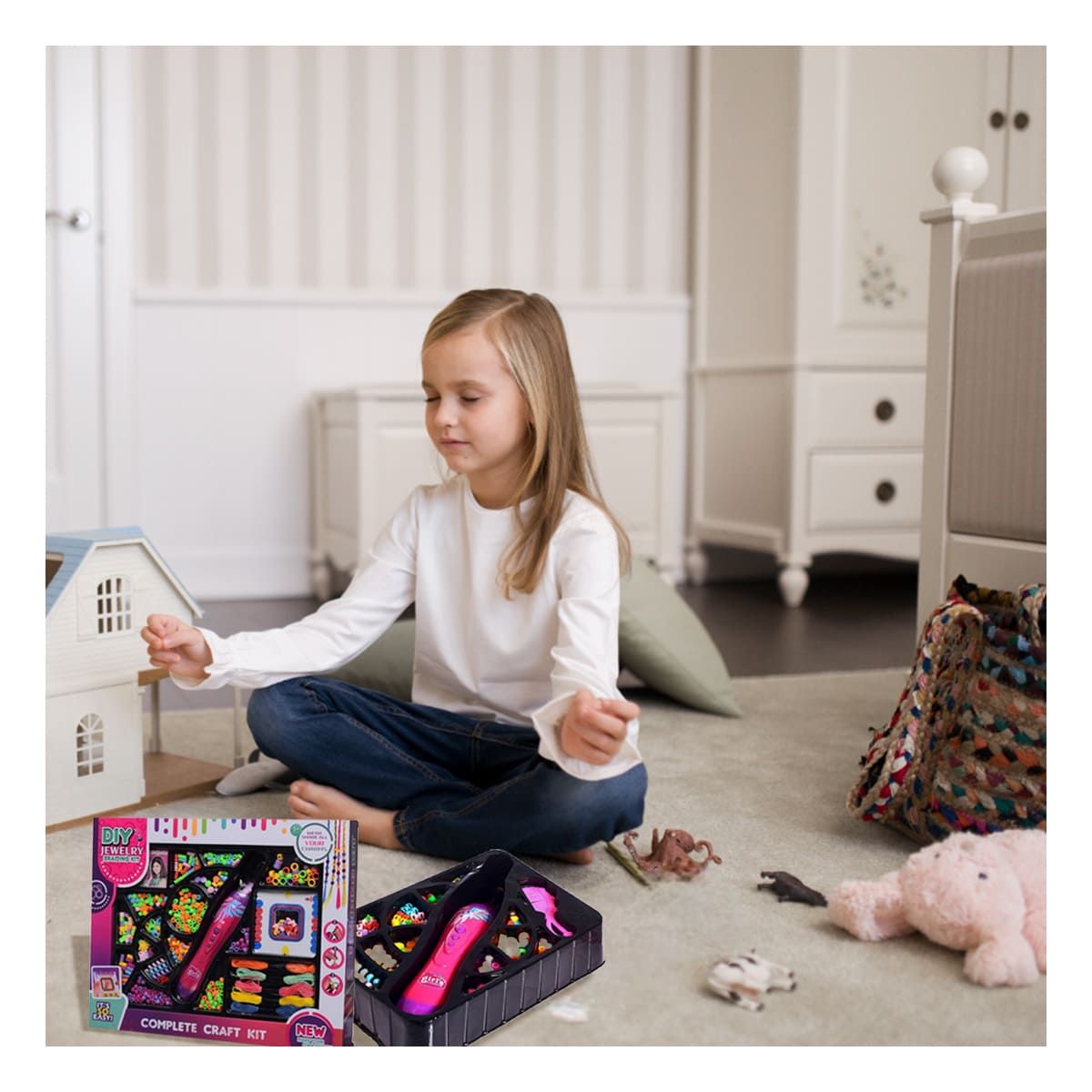 GENERICO - Pack2 Set de Cuentas para Cabello Rosado Y+Papel de Regalo