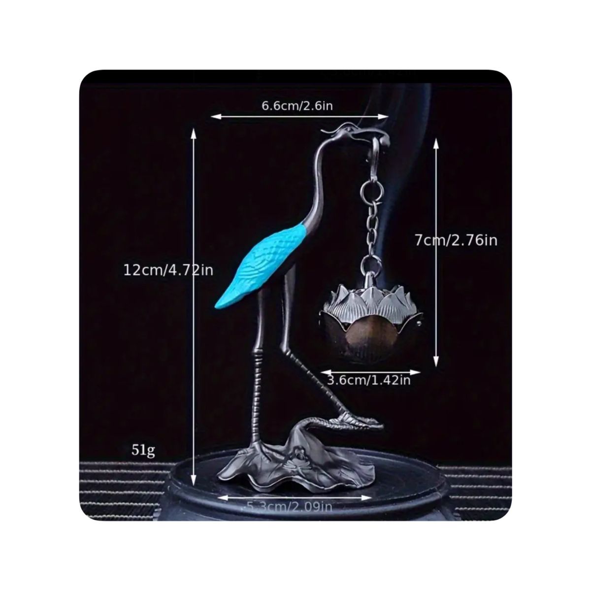 GENERICO - Quemador Incienso Estilo Grulla - Metalizada