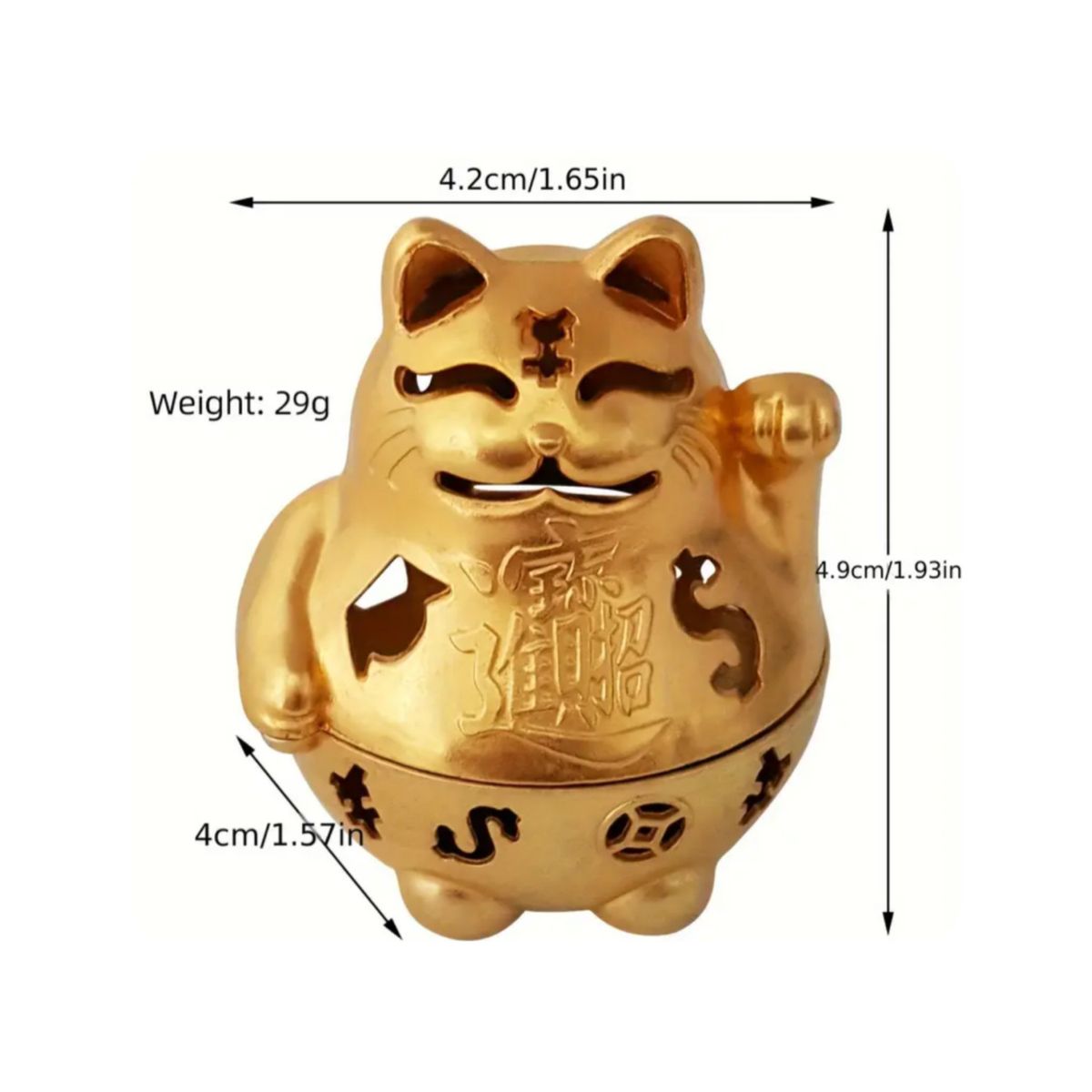 GENERICO - Quemador Incienso Estilo Gato Zen de la Fortuna - Dorado