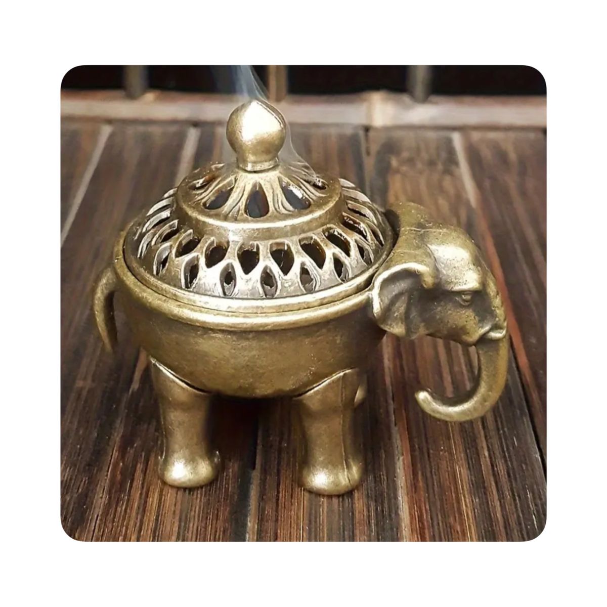 GENERICO - Quemador Incienso Estilo Elefante Portador Sabiduria - Bronce