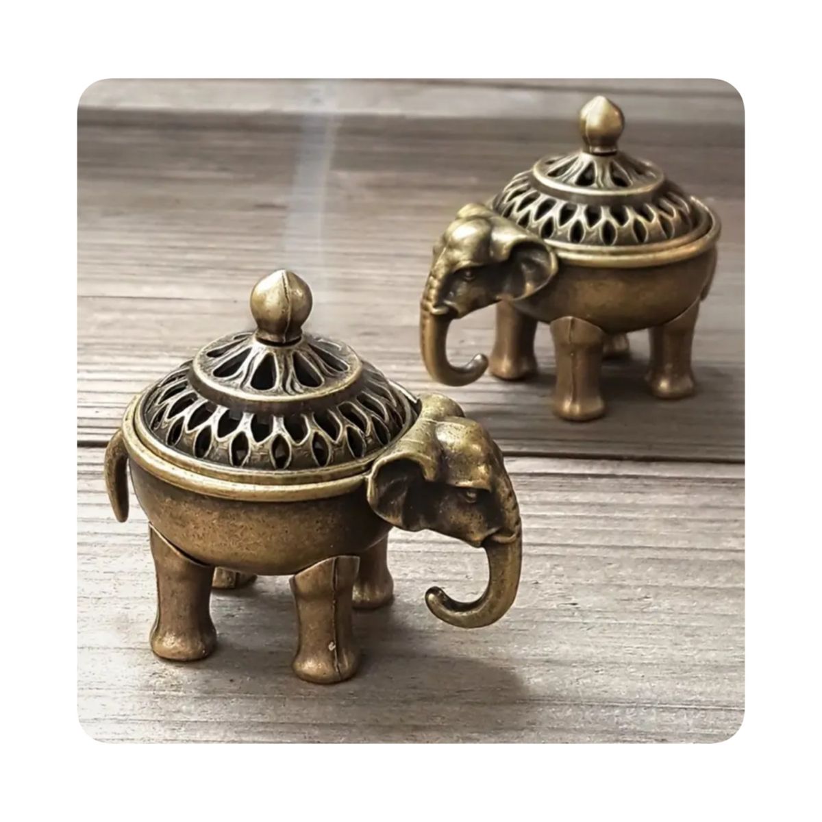 GENERICO - Quemador Incienso Estilo Elefante Portador Sabiduria - Bronce