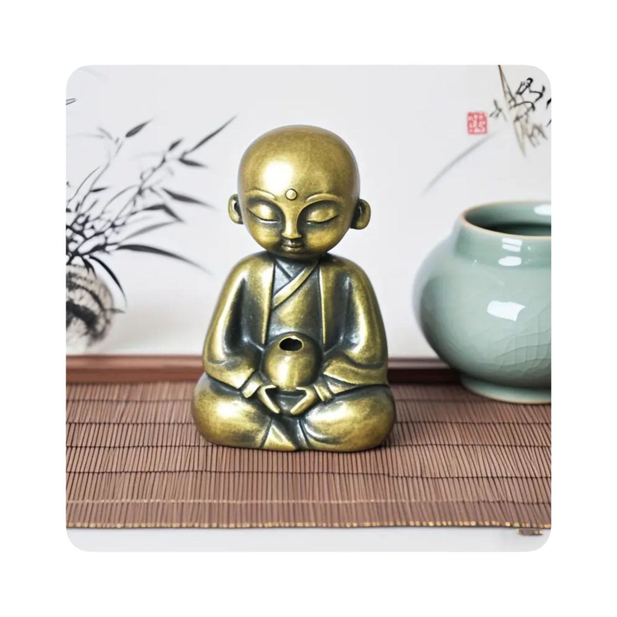 GENERICO - Porta Incienso Estilo Buda Alma Serena - Bronce
