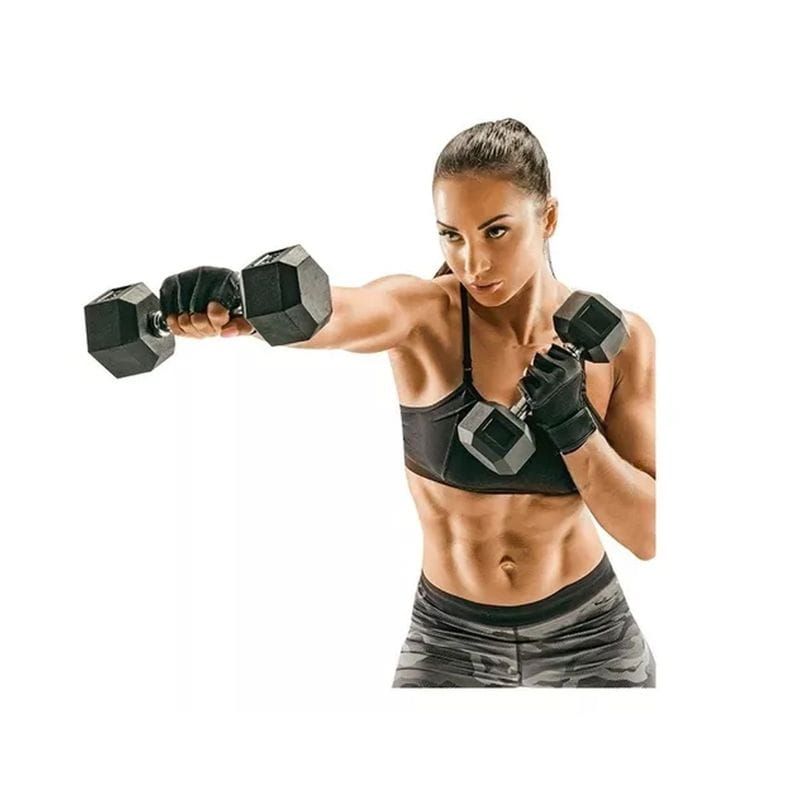 GENERICO - Set De Pesas Mancuernas Hexagonal Metal Cromado X2 175Kg