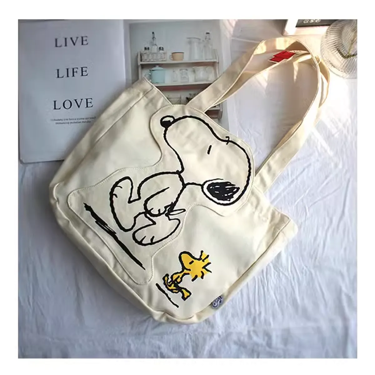 SNOOPY - Bolso Cartera Snoopy Minimalista de Lona  Estilo Casual y Moderno