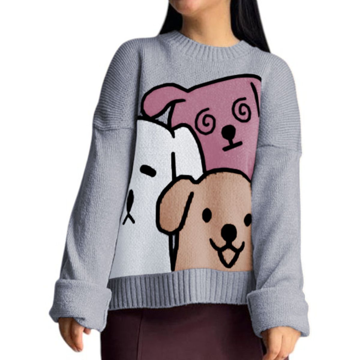 GENERICO - Chompa Mujer 359G-27 Hilo Alpino Barnizado En Los Perros Color Gris