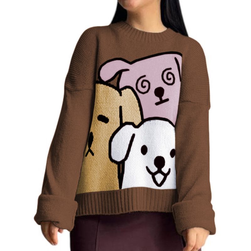 GENERICO - Chompa Mujer 359G-27 Hilo Alpino Barnizado En Los Perros Color Marron