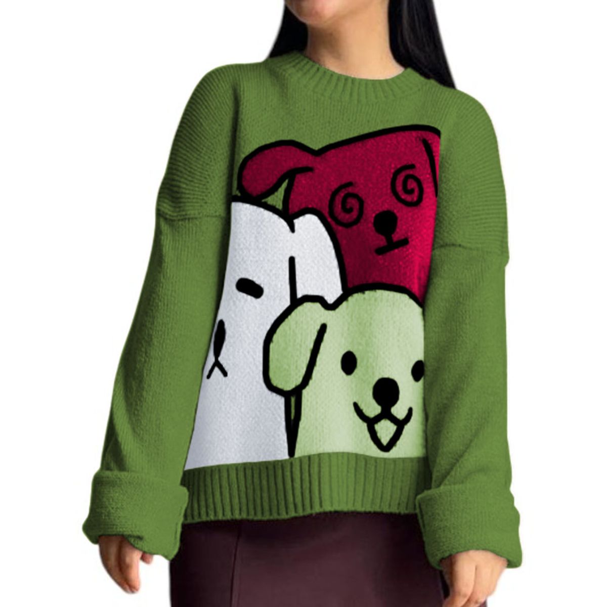 GENERICO - Chompa Mujer 359G-27 Hilo Alpino Barnizado En Los Perros Color Verde