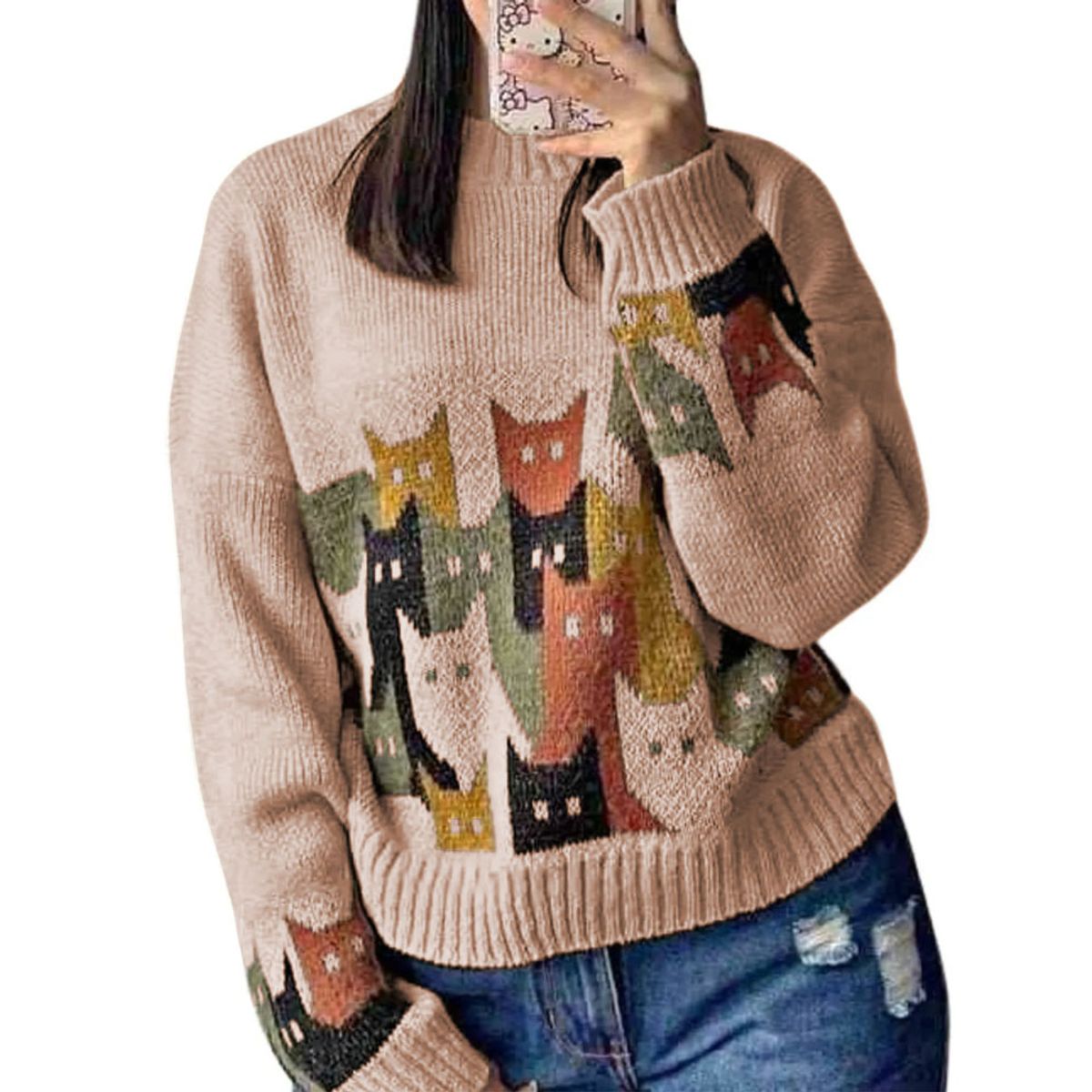 GENERICO - Chompa Unisex 463G-27 Hilo Alpino Barnizado En Los Gatos Color Beige