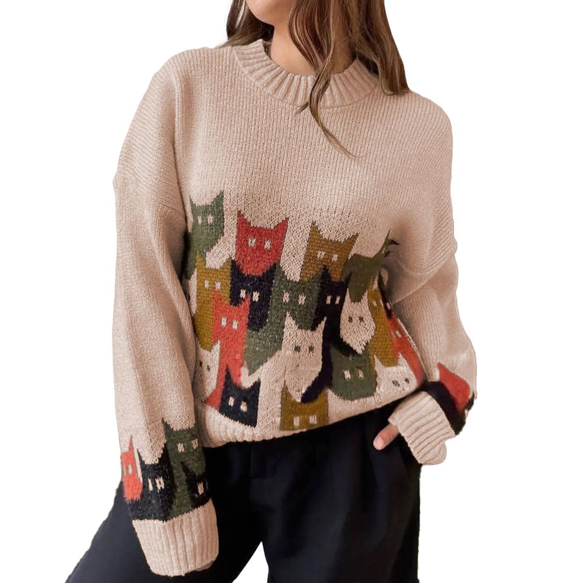 GENERICO - Chompa Unisex 463G-27 Hilo Alpino Barnizado En Los Gatos Color Beige