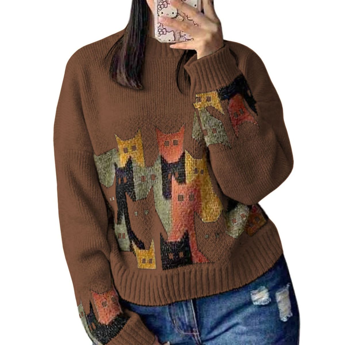 GENERICO - Chompa Unisex 463G-27 Hilo Alpino Barnizado En Los Gatos Color Marron