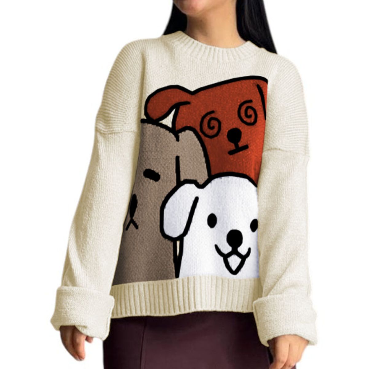 GENERICO - Chompa Mujer 359G-27 Hilo Alpino Barnizado En Los Perros Color Perla