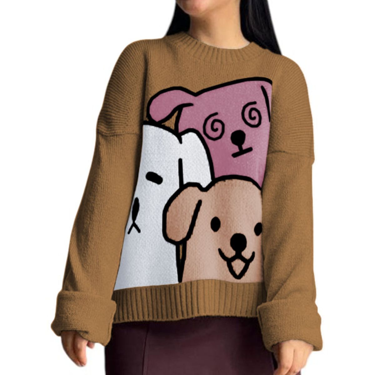 GENERICO - Chompa Mujer 359G-27 Hilo Alpino Barnizado En Los Perros Color Toffie