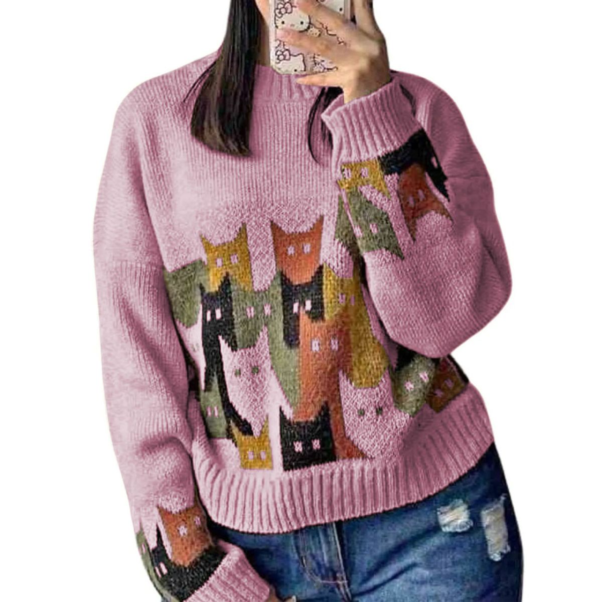 GENERICO - Chompa Unisex 463G-27 Hilo Alpino Barnizado En Los Gatos Color Rosado