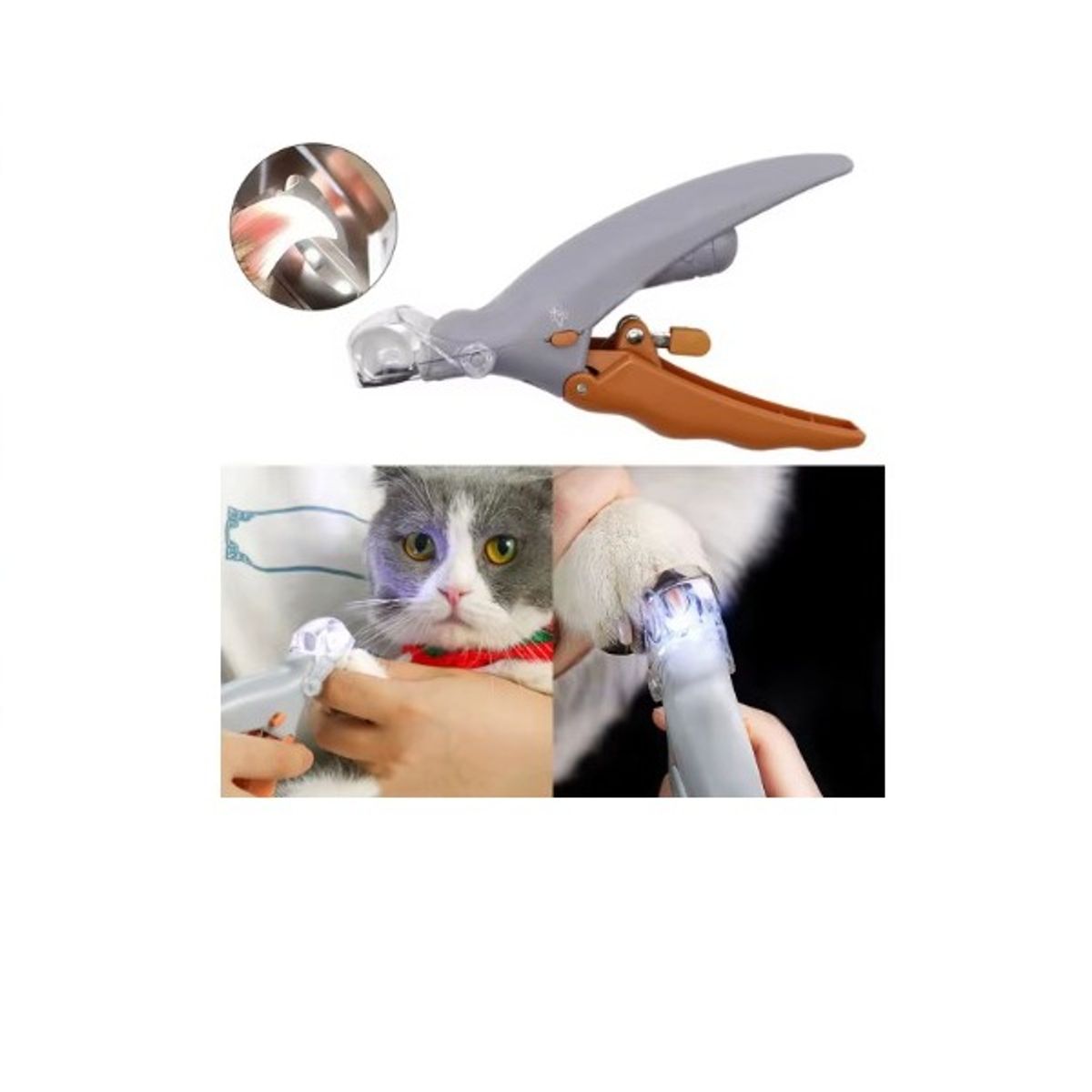 GENERICO - Corta Uñas Perrosgatos Tijera Luz Led Tapa Protección
