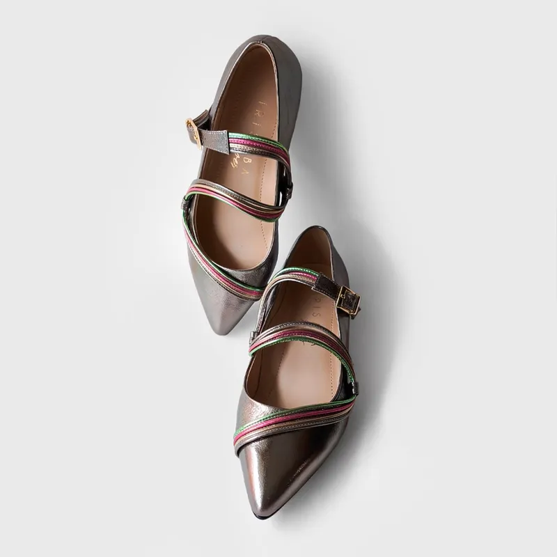 IRISABA - BALERINAS IRIS PLATEADA DE CUERO IRISABA PARA MUJER