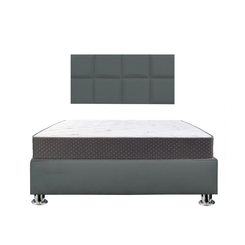 MUEBLES MACRUMO - Combo Cama tapizada Serena - 2 Plz Gris oscuro +Colchón Semiortopédico