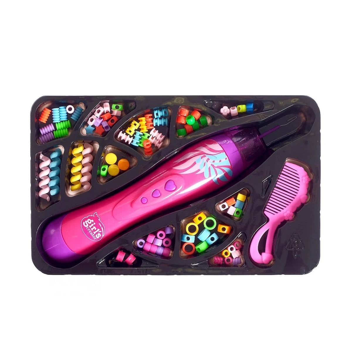 RYBIU IMPORT - Pack2 Trenzadora con Cuentas Peinar Rosado Y+Ligas de Regalo