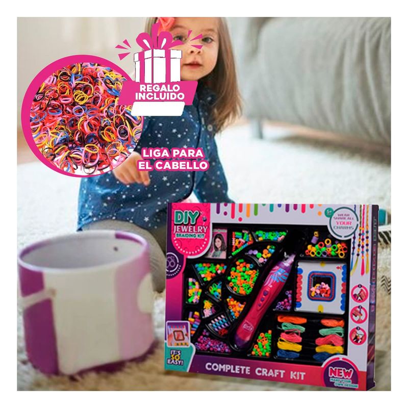 RYBIU IMPORT - Pack6 Set de Cuentas para Cabello Rosado Y+Ligas de Regalo