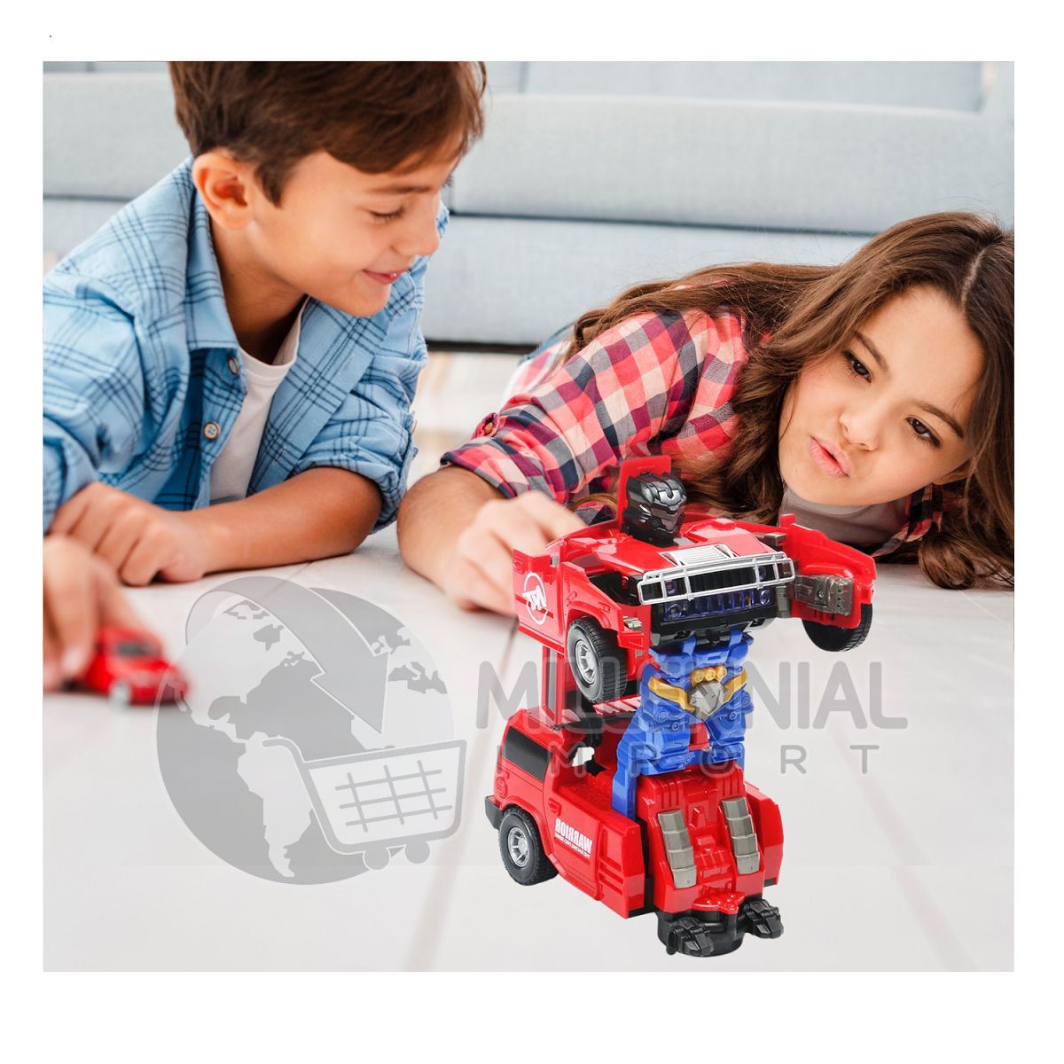 GENERICO - Carro Robot Transformable 2 en 1 Color Rojo