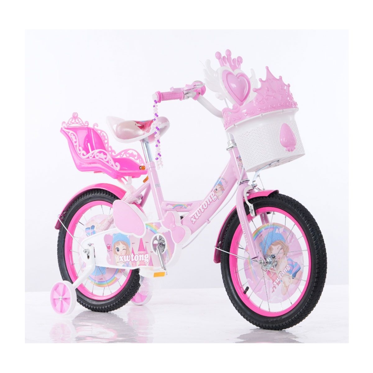 GENERICO - Bicicleta Para Niña Infantil Sonido Luz Aro 16 Rosada 7220