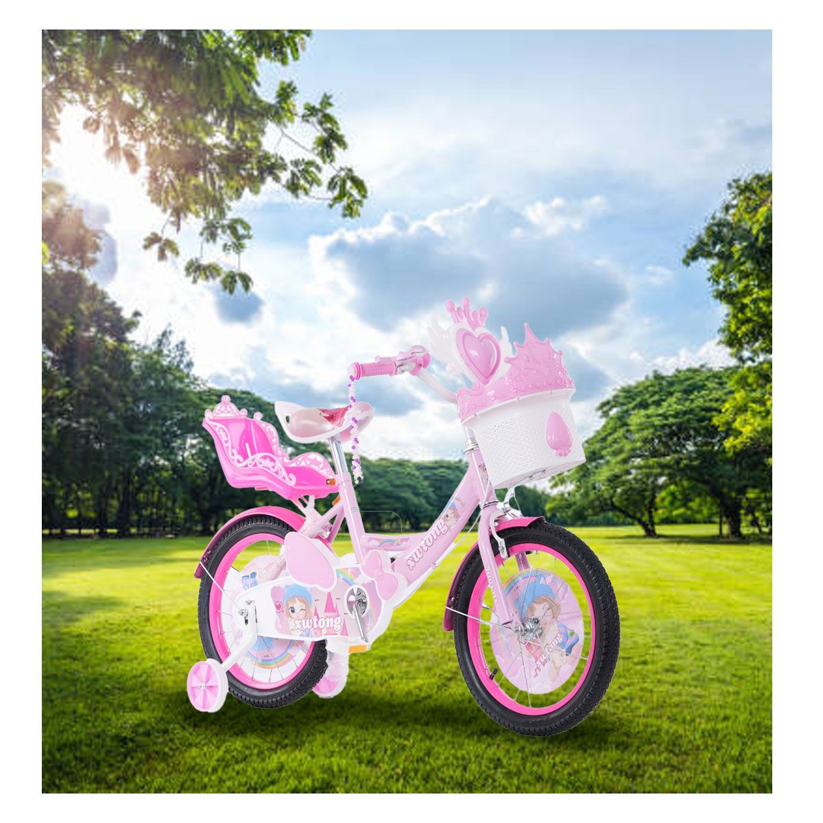 GENERICO - Bicicleta Para Niña Infantil Sonido Luz Aro 16 Rosada 7220