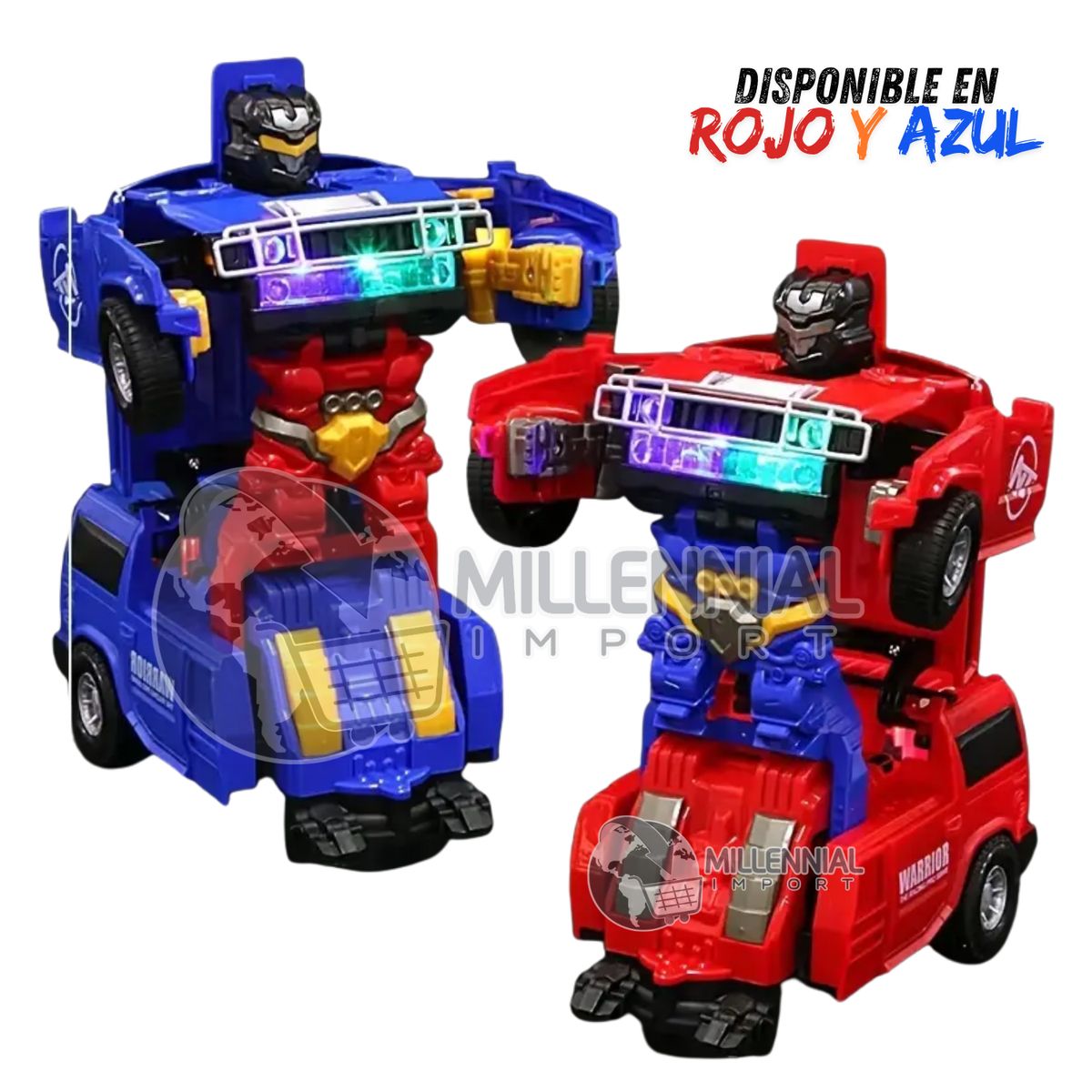 GENERICO - Camioneta Carro Robot Transformer con Luces y Sonido