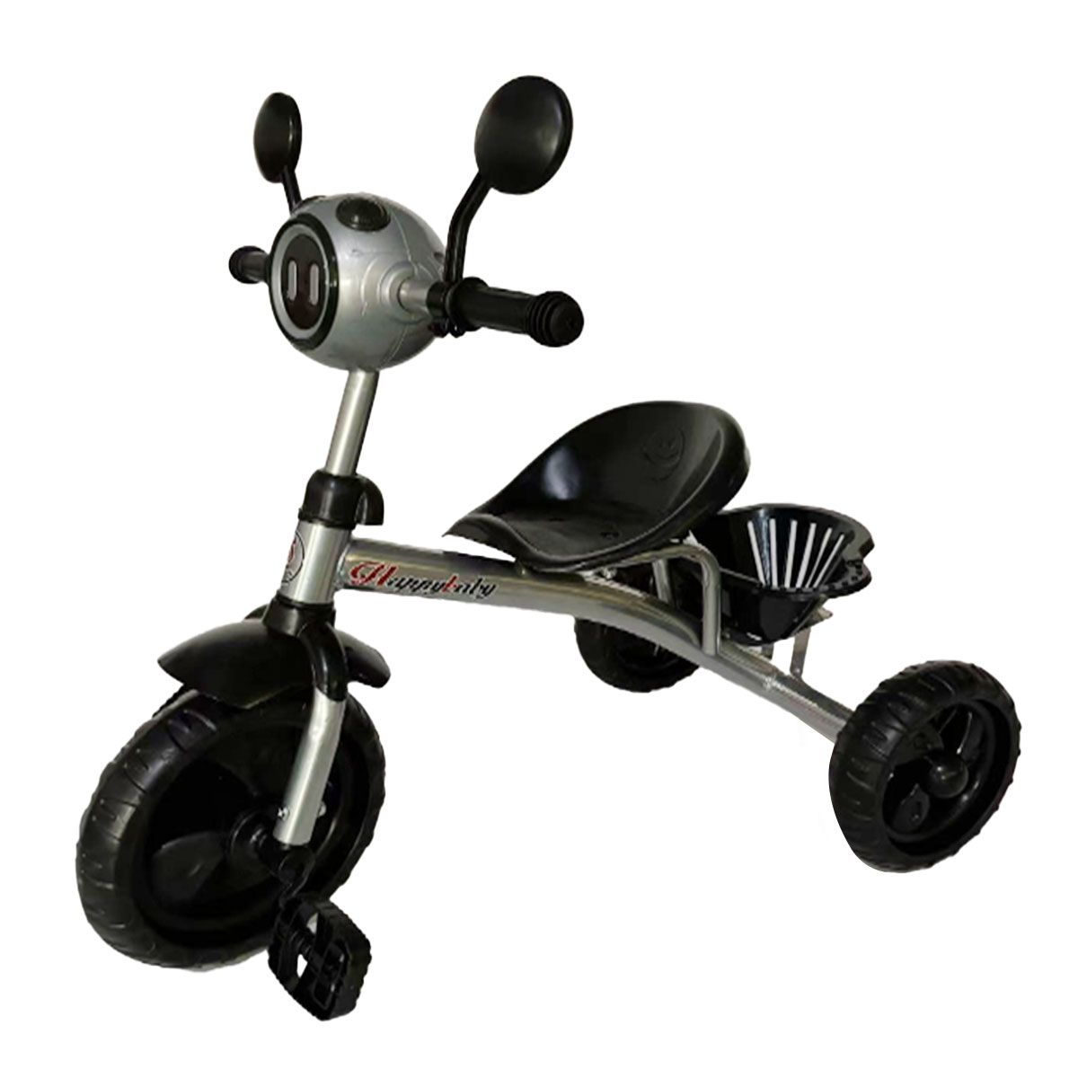 GENERICO - Triciclo Para Niños Infantil Con Doble Bandeja Luz Sonido Gris 864