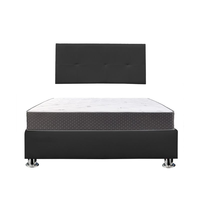 MUEBLES MACRUMO - Combo Cama tapizada Brisa - 2 Plz Negro + Colchón Semiortopédico