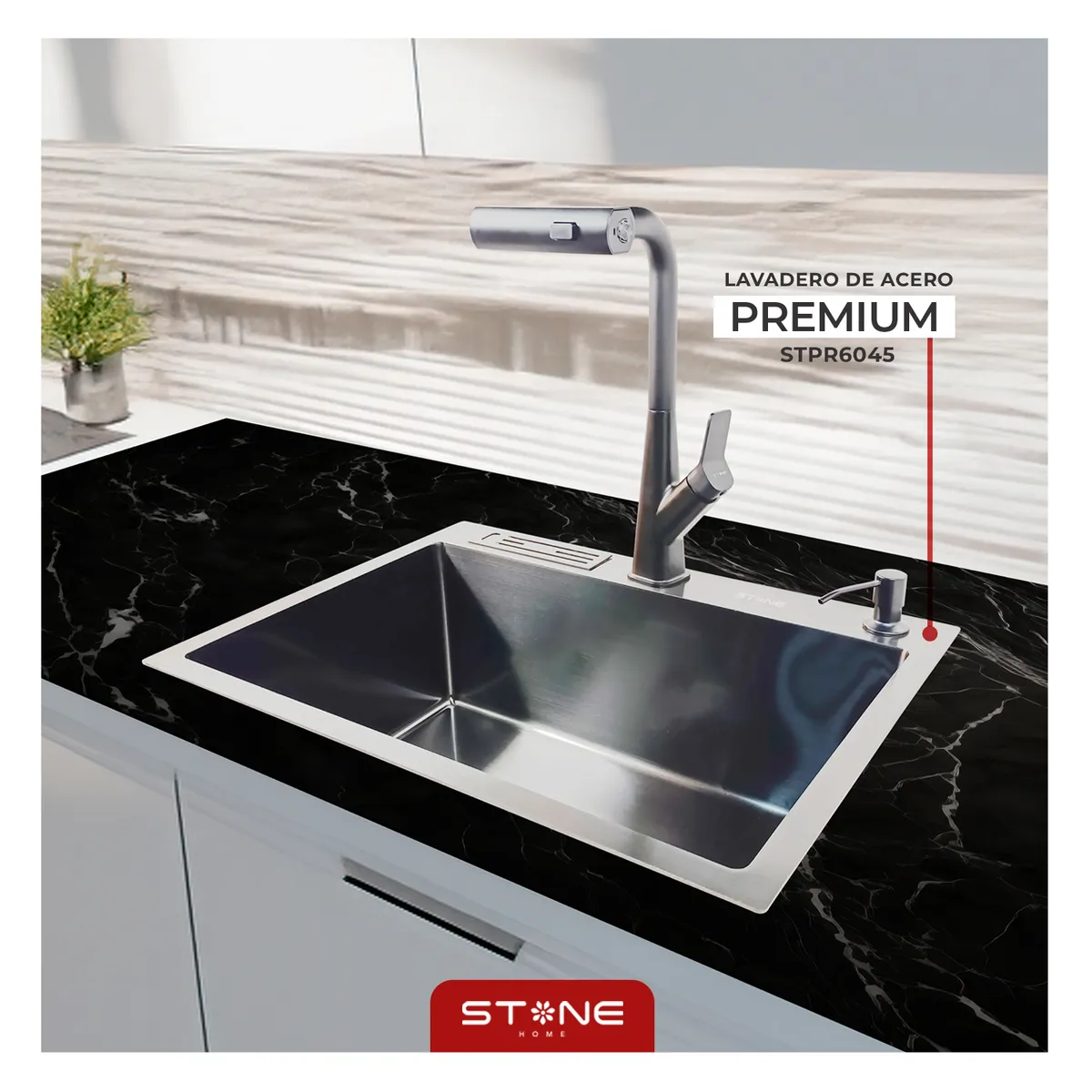 STONE - COMBO DE LAVADERO PREMIUM STPR6045 + LLAVEMEZCLADORA LOUISE ST-01