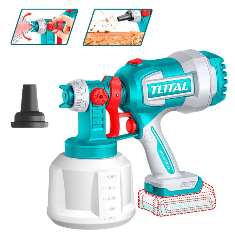 TOTAL TOOLS - PISTOLA PARA PINTAR COMPRESORA INALAMBRICA 20V TSGLI2004 TOTAL