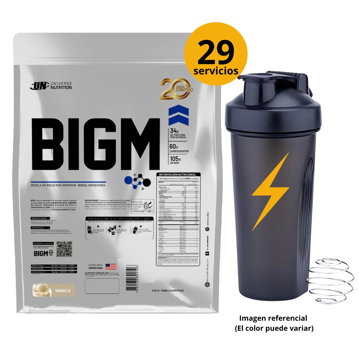 UNIVERSE NUTRITION - BIG M DE 3kg VAINILLA CON SHAKER - GANADOR DE MASA