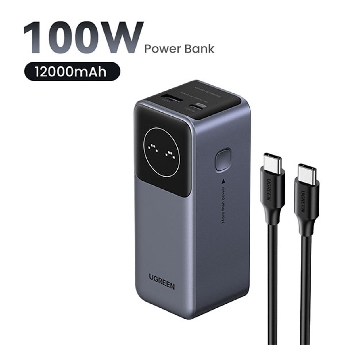 UGREEN - CARGADOR UGREEN 12000MAH 100W FAST CHARGING POWER BANK PB724 NEGRO