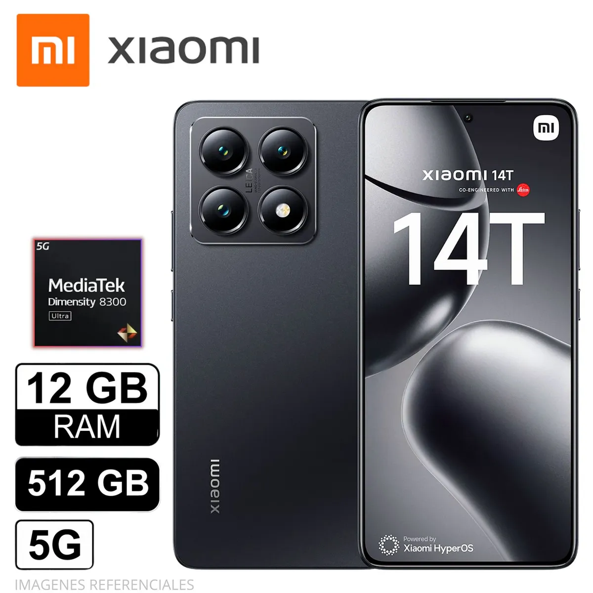 XIAOMI - Celular Xiaomi 14T RAM 12 GB SSD 512 GB 5G AMOLED IP68 Negro Titan