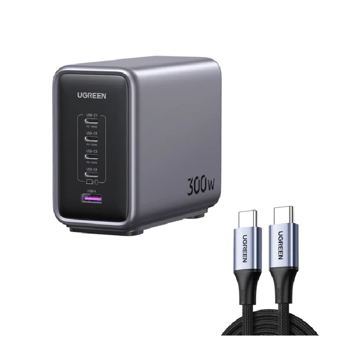 UGREEN - CARGADOR UGREEN NEXODE 300W USB-C GAN NEGRO