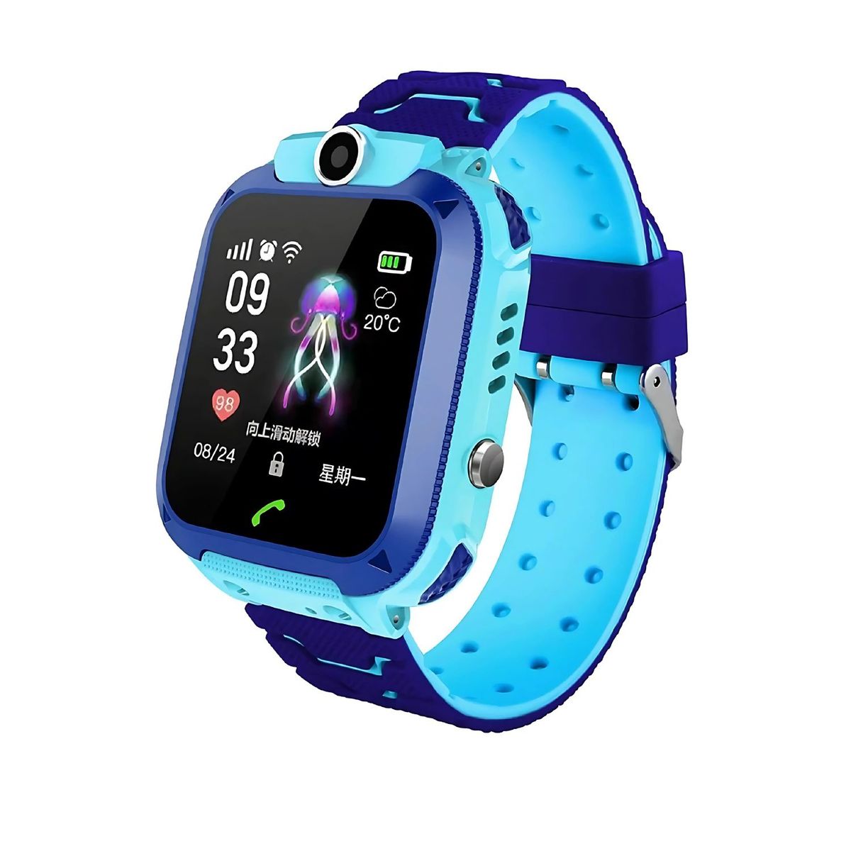 OEM - Smartwatch Q12 para niños con ubicación LBS cámara SOS llamadas seguridad CELESTE