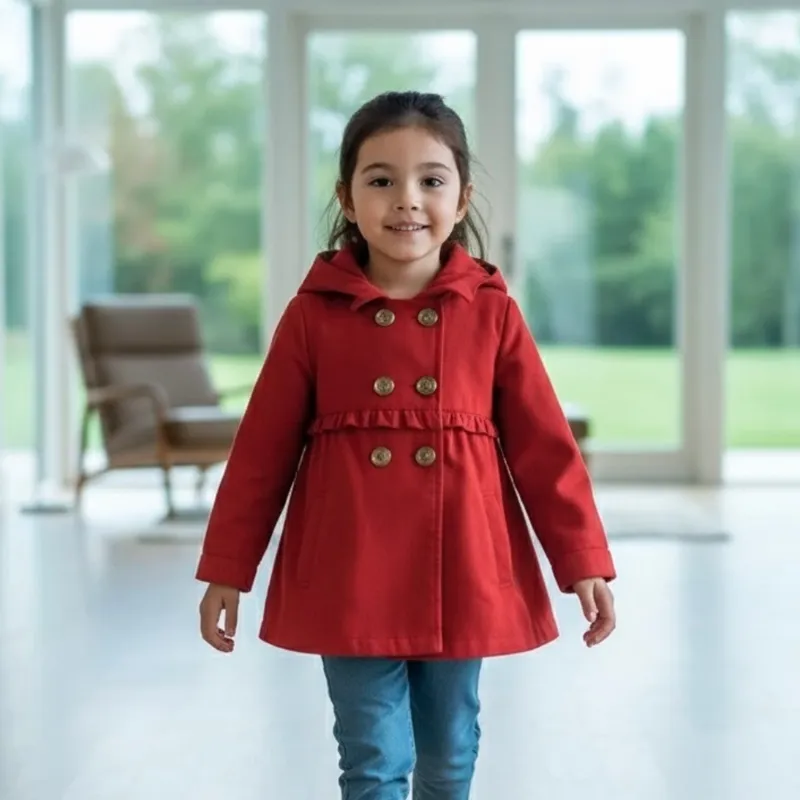 GENERICO - Abrigo Capucha Niña - Rojo - Angela Kids