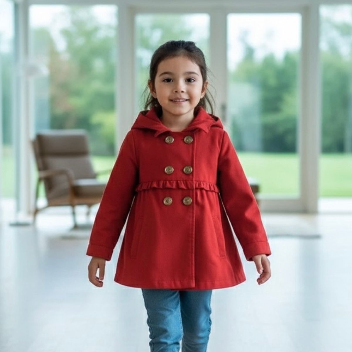 GENERICO - Abrigo Capucha Niña - Rojo - Angela Kids