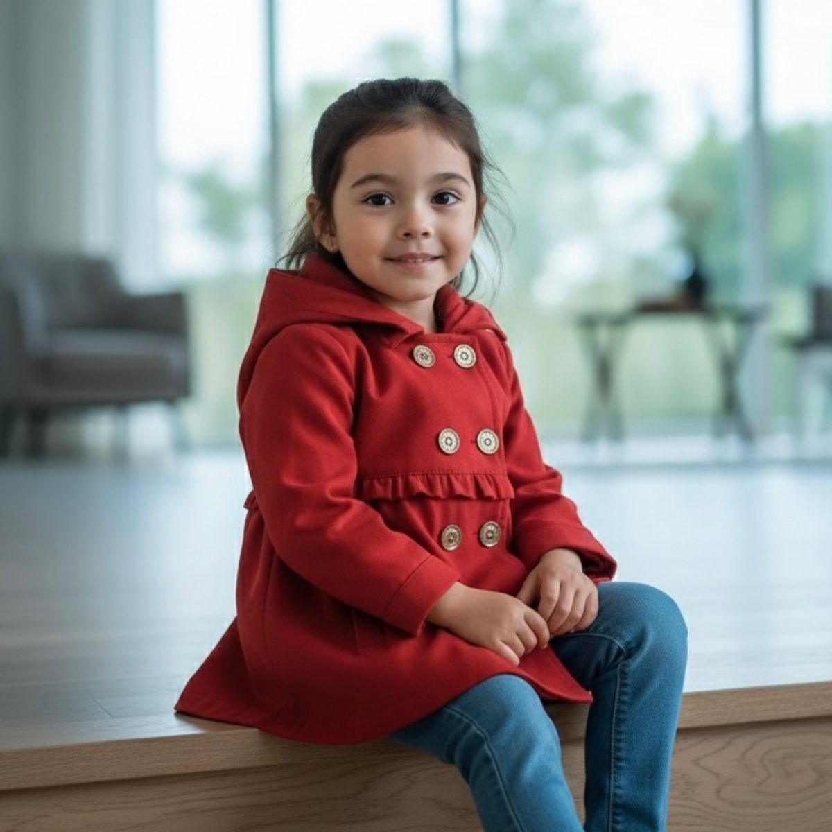 GENERICO - Abrigo Capucha Niña - Rojo - Angela Kids