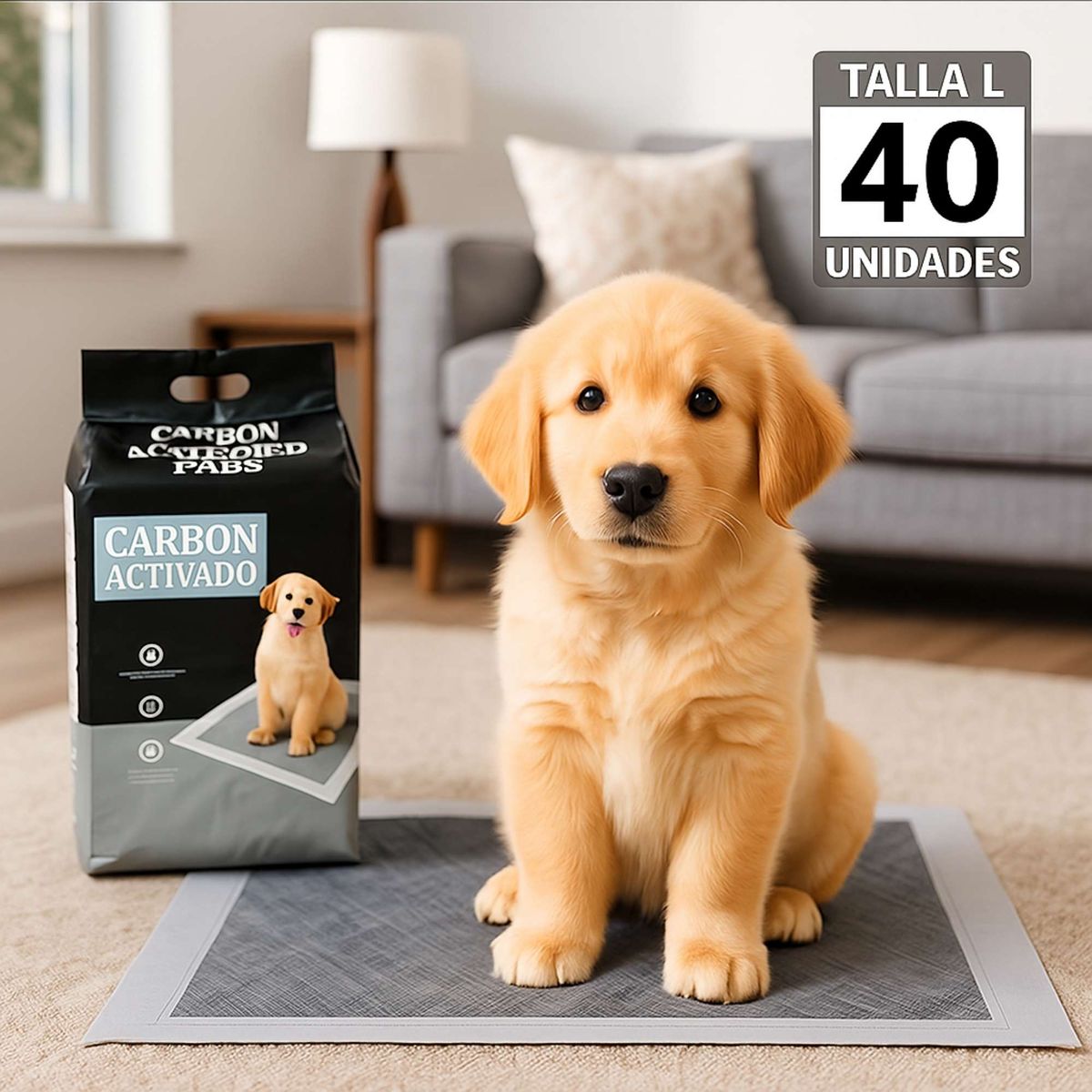 GENERICO - Pañal de Piso Carbón Activado - Talla L - 60 x 60 cm