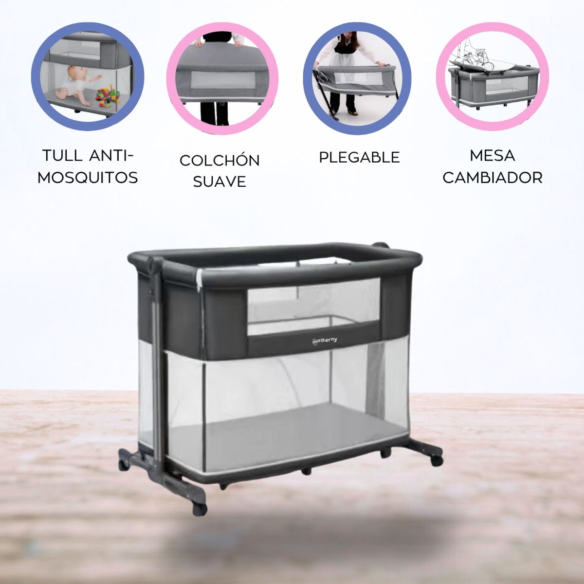 POWER KIDS - Cuna Colecho «PISOLINO» Black