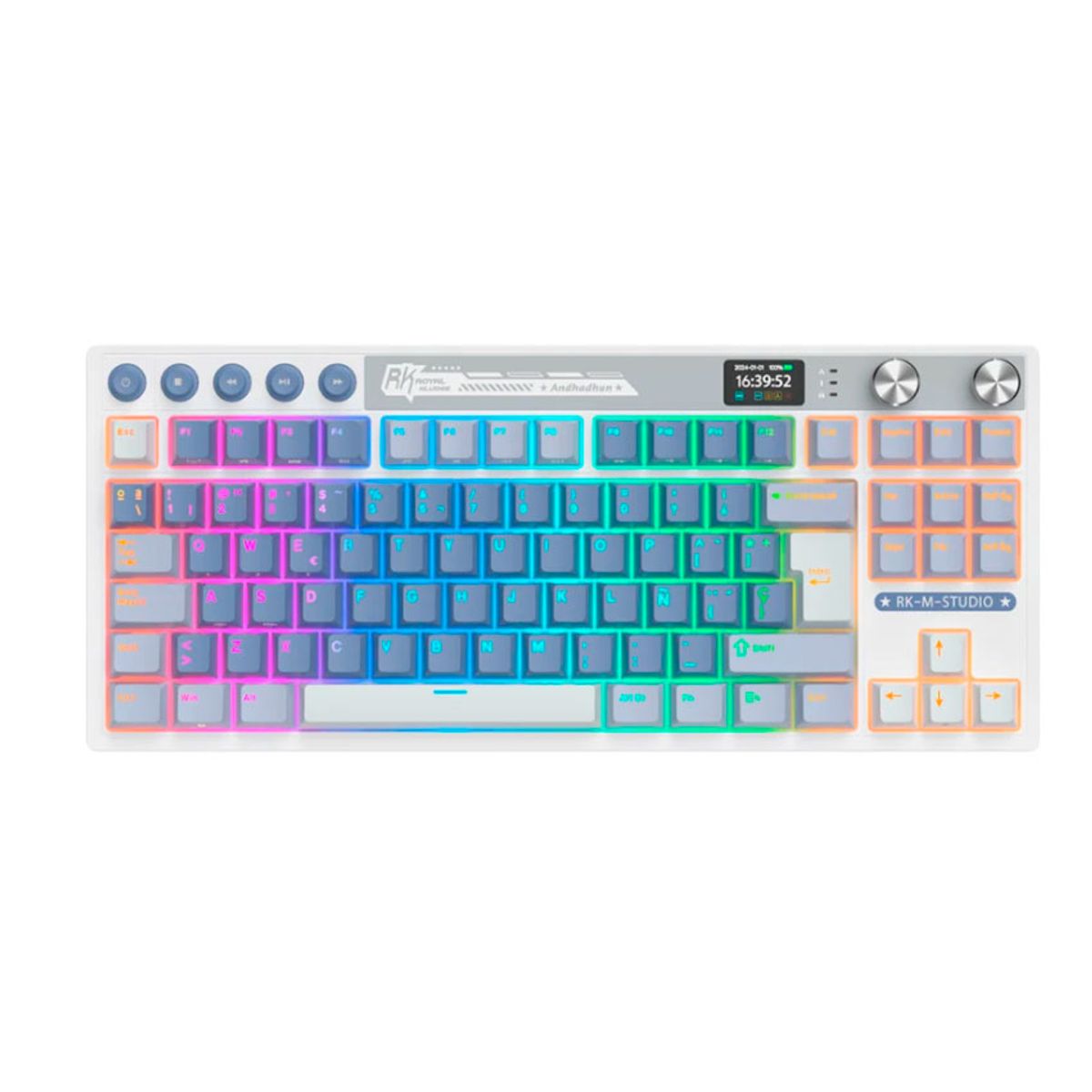 ROYAL KLUDGE - Teclado Royal Kludge RK M87 TKL Inalámbrico OCEAN BLUE Creamy