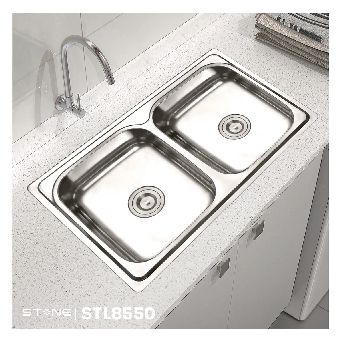 STONE - COMBO DE LAVADERO PRIME STL8550 + LLAVE A PARED LAURENT STW-01 STONE