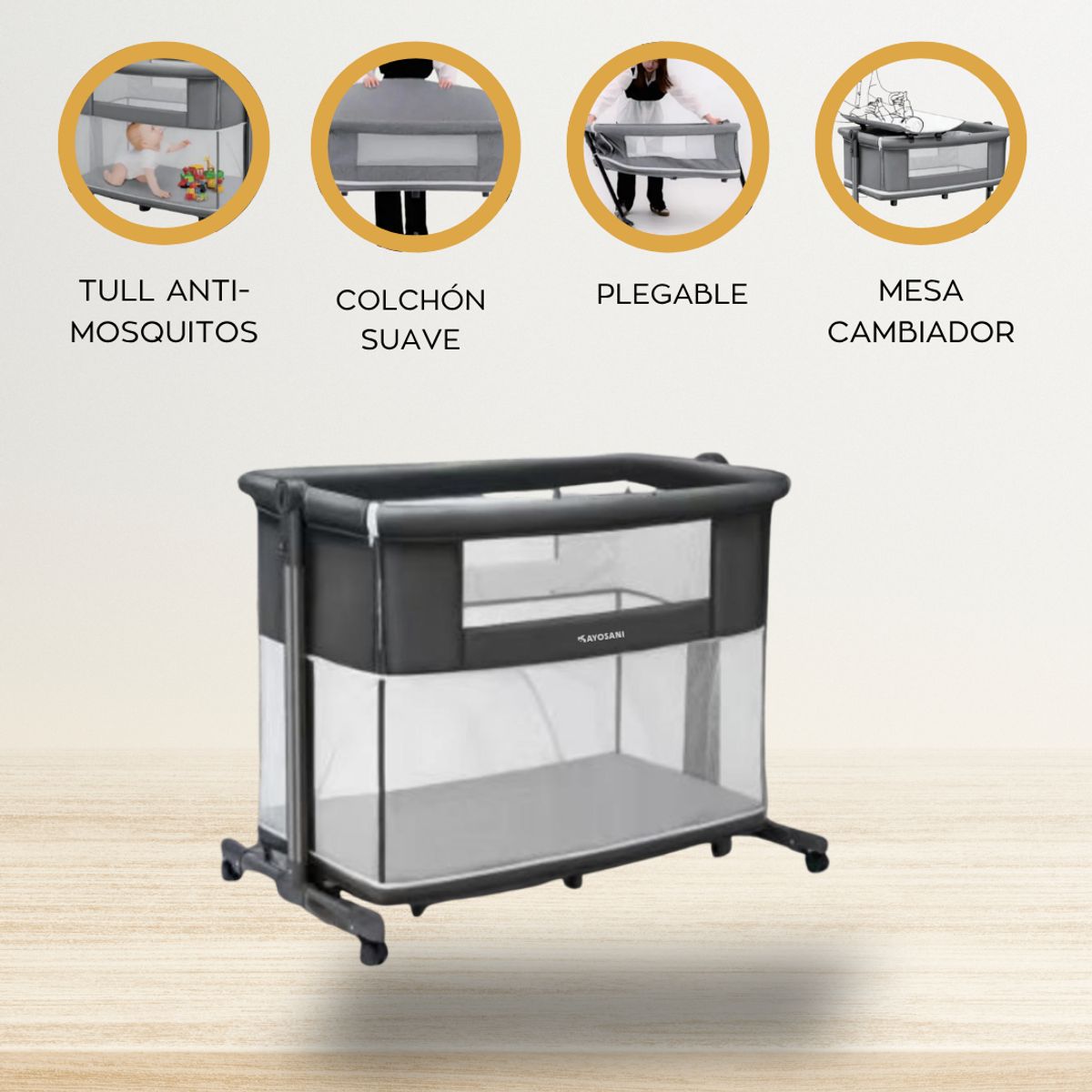 POWER KIDS - Cuna Colecho «PISOLINO» Black