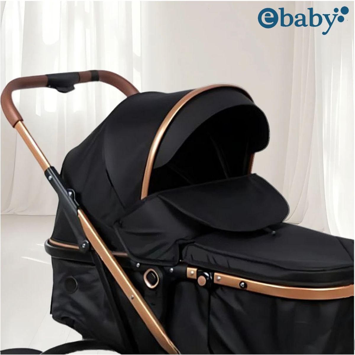 EBABY - Coche Moisés Travel System «RONDA PLUS» con Porta bebé Black