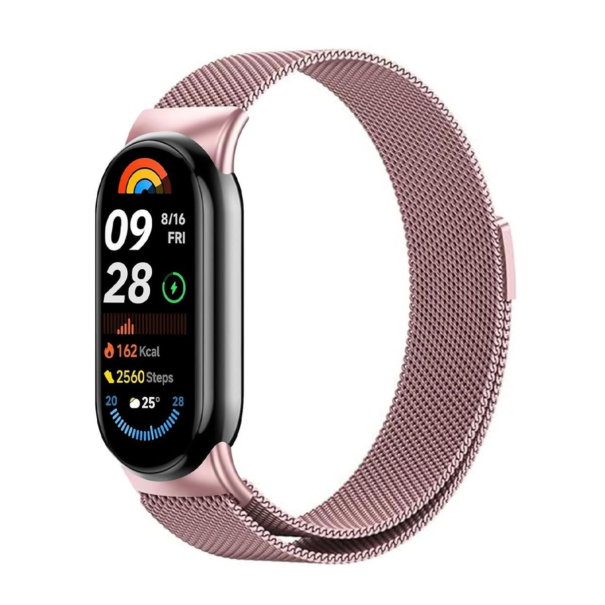 GENERICO - Correa Milanesa para Xiaomi Mi Band 10 - Rosado