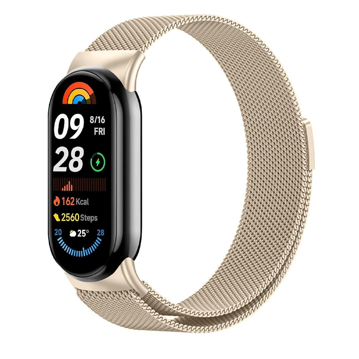 GENERICO - Correa Milanesa para Xiaomi Mi Band 10 - Beige