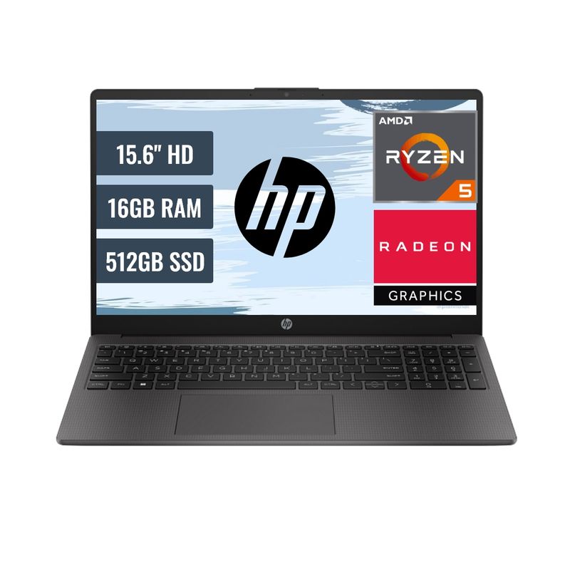 HP - Laptop HP 255 G10 RYZEN 5 7520U Pantalla 15.6, RAM 16GB, SSD 512GB M.2