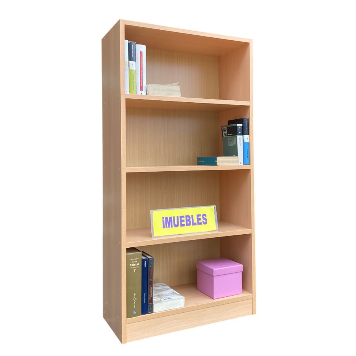 TEMEL - Estante Librero 120 cm iMUEBLES - Melamina color Haya.